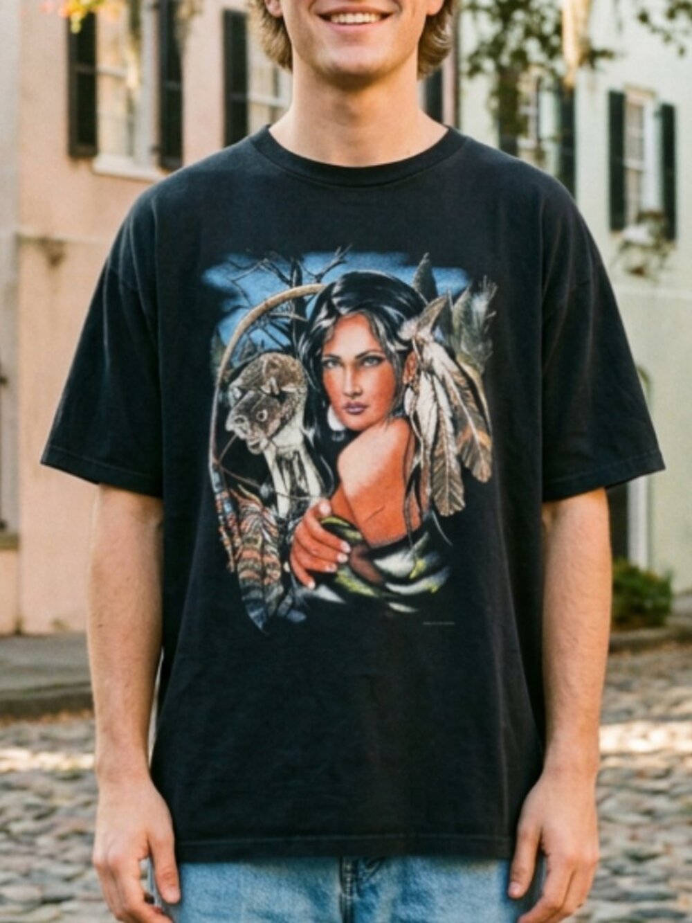Vtg 90s Dreamcatcher Native American Branson Black Tshirt Made Usa
